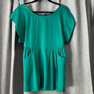 Free People Green Satin Tie Back Mini Dress